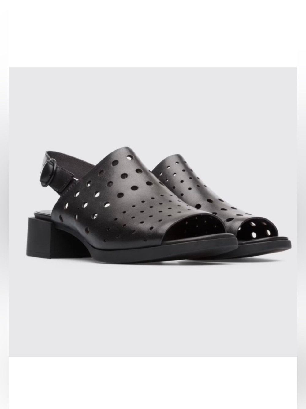 Camper Black Perforated Slingback Sandals